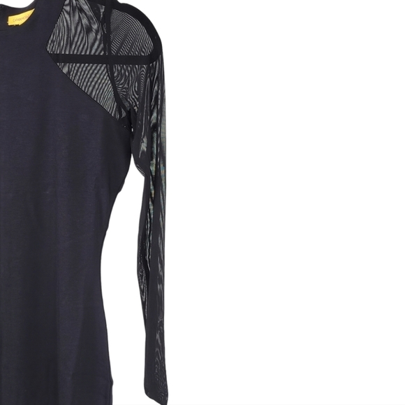 NWT Catherine Malandrino 2 Jacinta Black Mesh Midi Sheath Dress LBD Elegant Edgy - Picture 4 of 11
